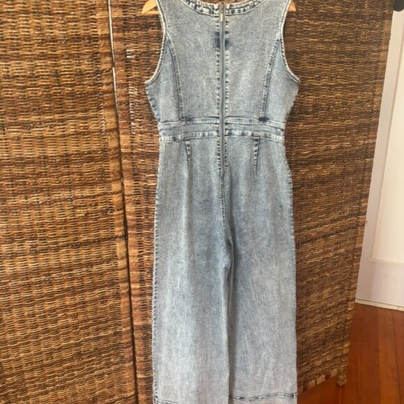Venus Stretch Denim Jumpsuit Light Wash Size 16 Wide Leg - Picture 10 of 10